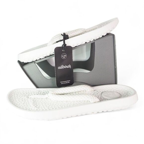 Allbirds Sugar Zeffer Thong Sandals 'Blizzard White' Women's 10 Men's 8 - Picture 1 of 9